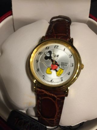 Seiko Mickey Mouse Watch Vintage Ladies Nwt Disney Leather Band Quartz