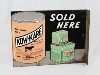 Vintage Kow - Kare Metal Flange Advertising Sign Farm Agriculture Dairy