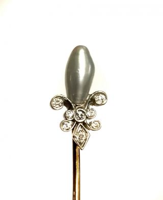 Tiffany & Co.  14k Gold / Platinum Diamond Pin With Pearl