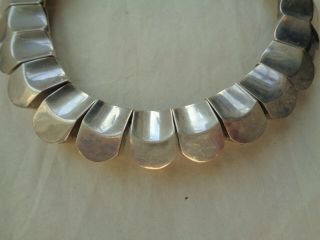 Vintage Taxco Mexico Chunky Wedge Modernist Sterling Silver 925 Necklace 262g 3