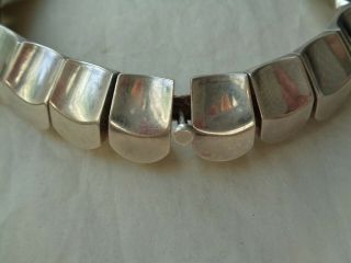 Vintage Taxco Mexico Chunky Wedge Modernist Sterling Silver 925 Necklace 262g 4