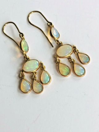 Victorian Drop Earrings Opals Set In 9ct Gold