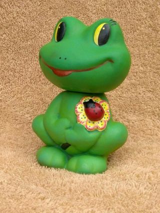 Old Vintage Authentic Soviet Rubber Toy Ussr Frog,  Toad 5.  5 Inch
