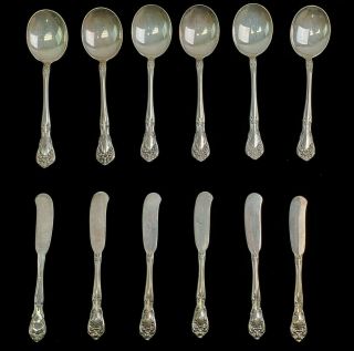 Chateau Rose By Alvin - Sterling Silver Soup Spoons & Spread Knives,  Flatware