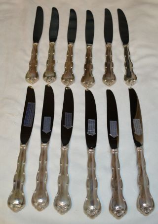 12 Vintage Gorham Sterling 1951 Hollow Handle Dinner Knifes - Rondo Pattern