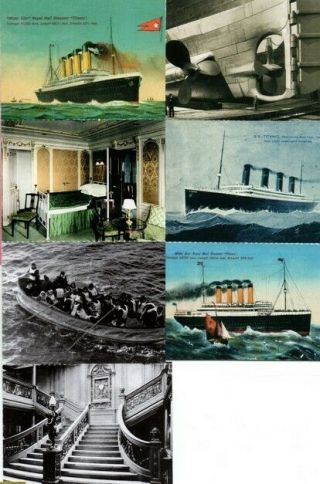 7 Rms Titanic Card Photos Vintage Antique Old Ship Retro Boat Art Illustration