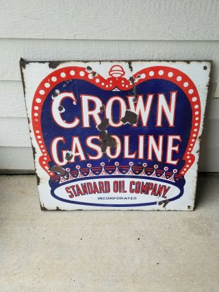 Crown Gasoline Standard Oil Company Sign Rare