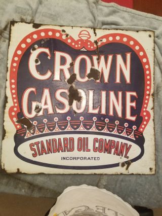 Crown Gasoline Standard Oil Company Sign Rare 7