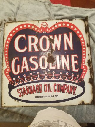 Crown Gasoline Standard Oil Company Sign Rare 8