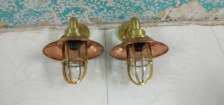 vintage model marine ship brass and copper passage bulkhead light 4 piece 10