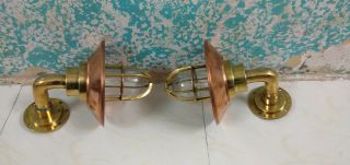 vintage model marine ship brass and copper passage bulkhead light 4 piece 5