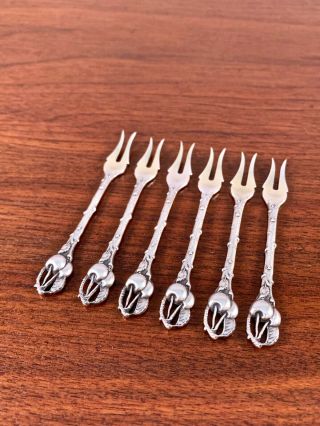 (6) Rare Aesthetic Period Sterling Silver Hors D 