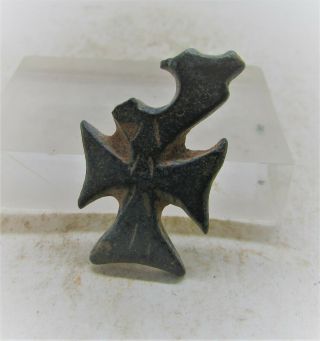 Ancient Byzantine Bronze Crusaders Cross Pendant