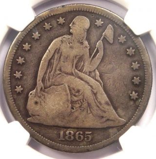 1865 Seated Liberty Silver Dollar $1 - Ngc Fine Details - Rare Civil War Date
