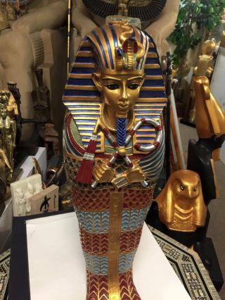Vintage Large Hand Made Egyptian King Tut Coffin 21  Made In Egypt
