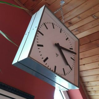 Quick Price Double Sided Hanging Train Station Clock Czechoslovakia