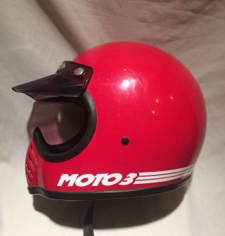 Vintage Bell Moto Star 3 Motorcycle Helmet Bell Daytona Mx Visor Red Sz 7 1/8