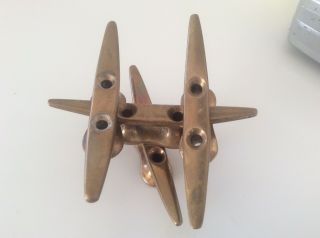 4 Vintage ? Brass Boat Cleats.  Looking Design Check Out Pictures