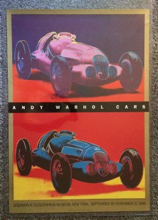 Vtg 1988 Andy Warhol Pop Art Poster Cars Mercedes Benz W125 Grand Prix Car 1937