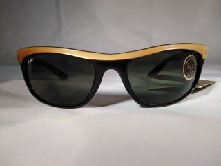Vintage Ray Ban B&l Usa Balorama Sunglasses Gold And Black Perfect Nos