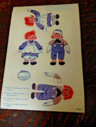 Vintage Raggedy Ann and Andy Dolls Paper Play set - 1959 3