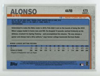 2019 Topps Series 2 475 PETE ALONSO RC Vintage Stock Mets 44/99 2
