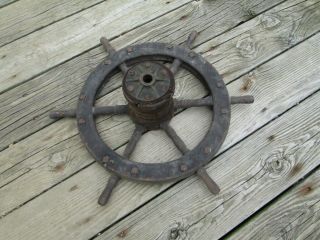 Antique Ship Steering Wheel Nautical Wooden Boat Wheel