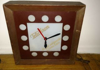 Antique Telechron Wood Glass Advertising Wall Clock The First Favorite Electric