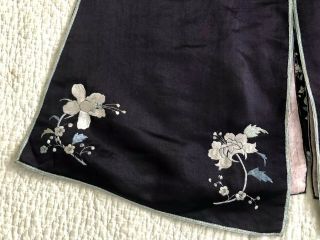 Vintage 1920s 30s Chinese Embroidered Black Silk Robe Floral Sprays Shanghai VTG 8