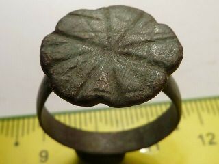 3243 Ancient Roman Bronze Ring With A Decoration 20 Mm