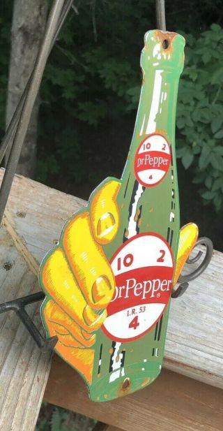 OLD VINTAGE 1953 DR.  PEPPER 10 - 2 - 4 PORCELAIN GAS STATION DOOR SIGN 2