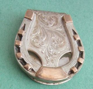 Vintage Edward H.  Bohlin Hollywood Sterling Silver 14k Horseshoe Money Clip