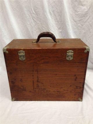 Vintage H.  Gerstner & Sons Oak Wooden Machinist Tool Box Chest W/ 11 Drawers 9