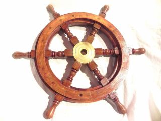 Nautical Wooden Ship Wheel Maritime Nautical Pirate Captain Decor 13 "