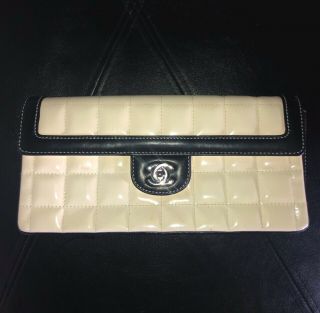 100 Auth.  Black And White Vintage Chanel Quilted Single Flap Bag