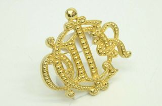 Authentic Dior Vintage Brooch Rare Gold Tone Designer Pin Collectible 7p879 Htf