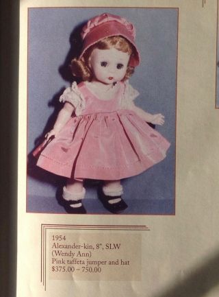 VINTAGE 1953 - 54 Madame Alexander kin SLW Pink Taffeta and Bonnet 5