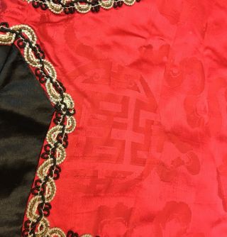 Antique 19th century Chinese Silk Traditional Vest hand - sewn w swastika symbol 7