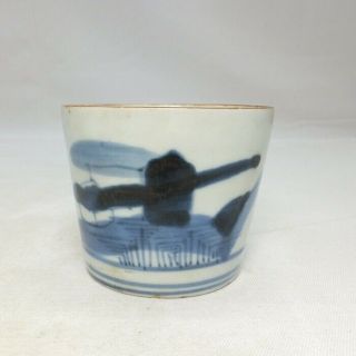 A062: Japanese Really Old Ko - Imari Blue - And - White Porcelain Cup Soba - Choko 2
