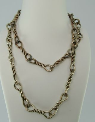 Vintage Mexico Tane Necklace Sterling Handmade Twisted Chain 925 Silver A503