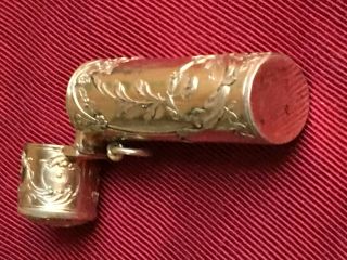 Antique French Art Nouveau Gilt 800 Silver Chatelaine perfume bottle holder 5