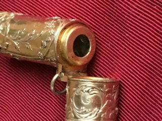 Antique French Art Nouveau Gilt 800 Silver Chatelaine perfume bottle holder 6