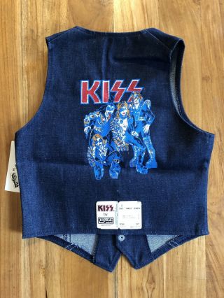 Kiss Vintage Image Denim Vest Aucoin 1978 Nos Tags