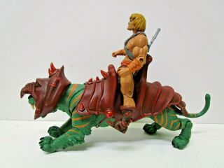 Vintage Motu Masters Of The Universe He - Man And Battlecat Action Figures 1981