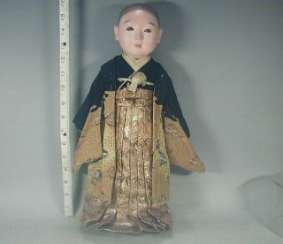 Ichimatsu Boy Doll 122 Japanese Vtg 16 " Gofun Composite Kid Silk Hakama Ningyo