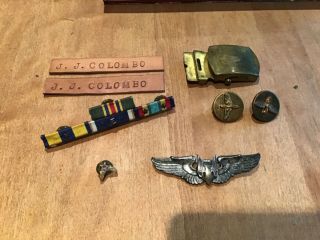 Vintage Ww2 U S Bombadier Sterling Silver Pin & Associated Items