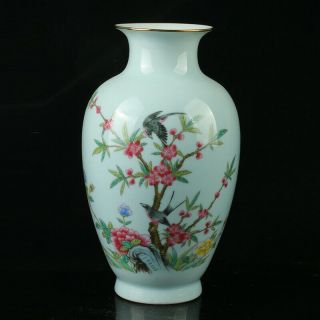 China Pastel Porcelain Hand Painted Flower And Bird Vase Mark As The Qianlong
