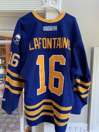 VINTAGE 1994 PAT LAFONTAINE BLUE CCM BUFFALO SABRES JERSEY SIZE XL 2