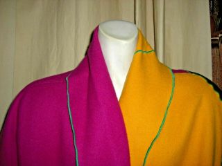 SPECTACULAR Vintage 80s Cindy Owings COD Wool Color Block Art To Wear Coat M 2