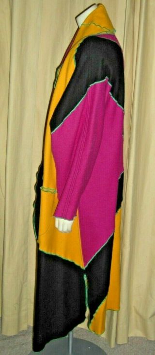 SPECTACULAR Vintage 80s Cindy Owings COD Wool Color Block Art To Wear Coat M 4